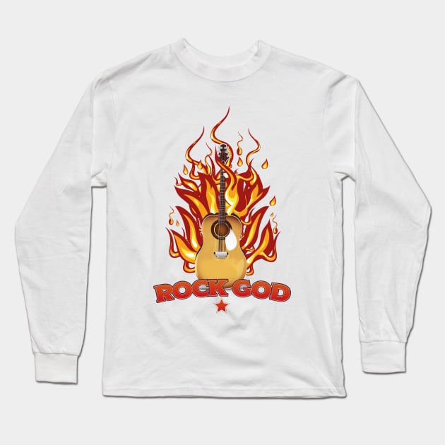 Acoustic Rock God Long Sleeve T-Shirt by nickemporium1